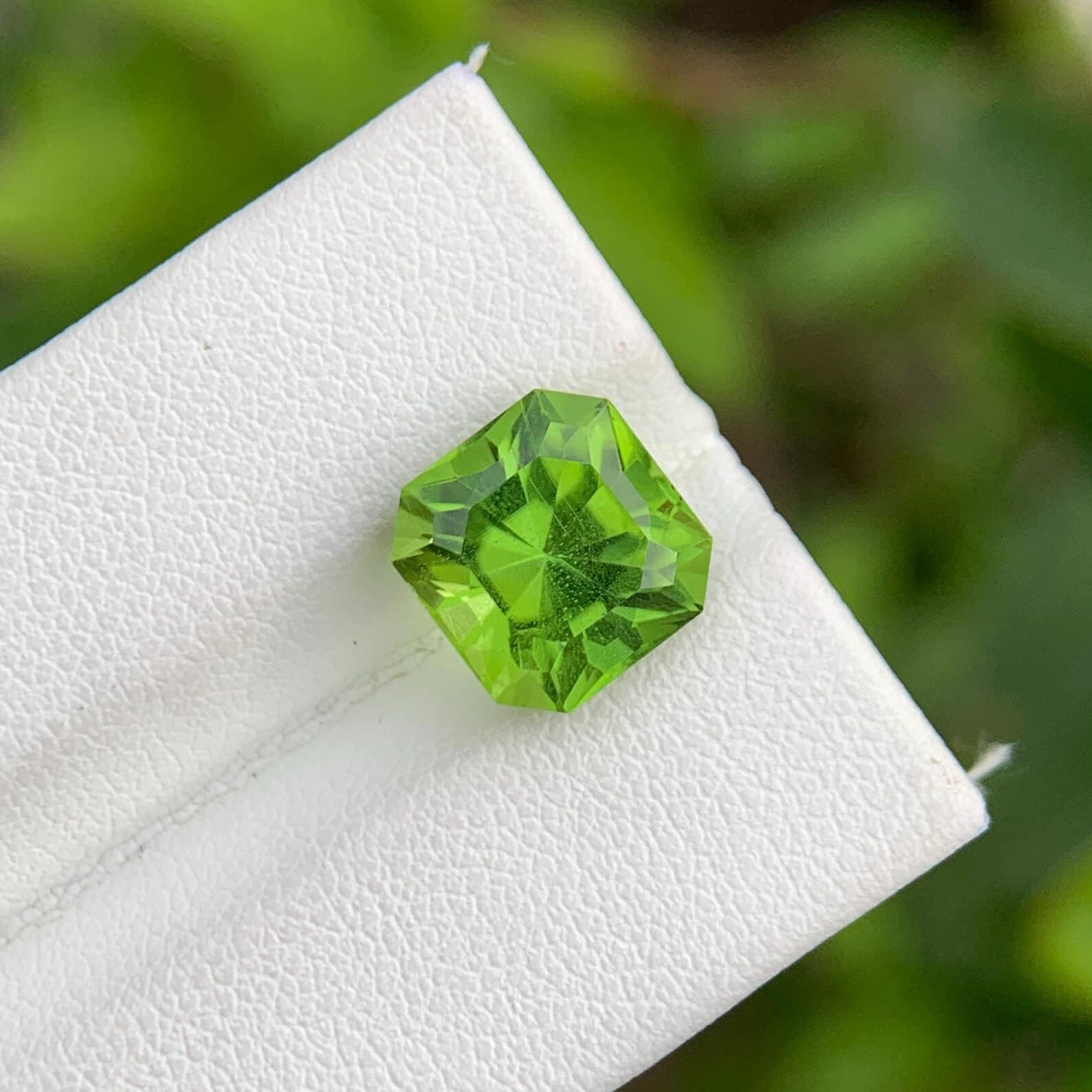 Peridot 4.4ct Radiant Cut, natural green peridot from Pakistan