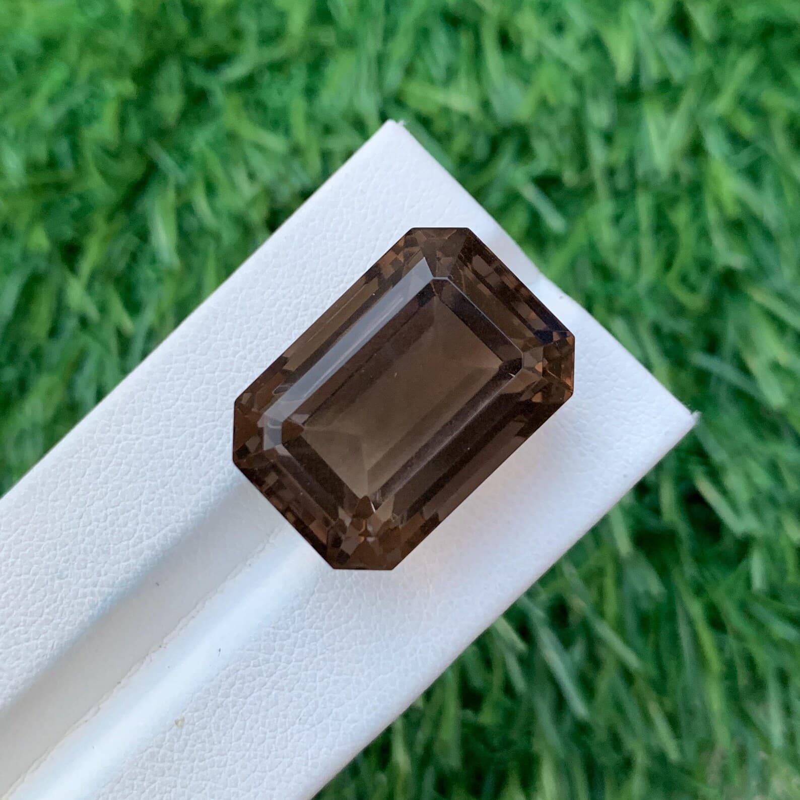 Smoky Quartz 36.75ct Emerald Cut, natural green quartz from Pakistan