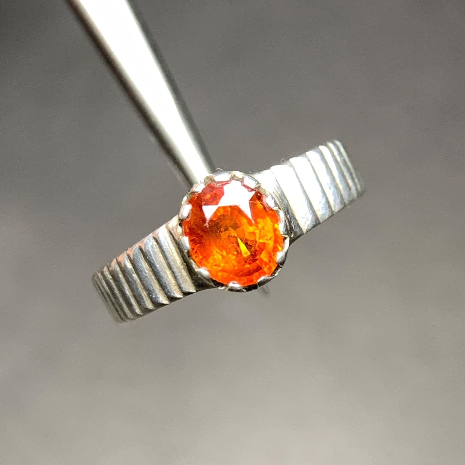 Statement Orange Spessartine Garnet Sterling Silver Ring, natural orange garnet from Pakistan