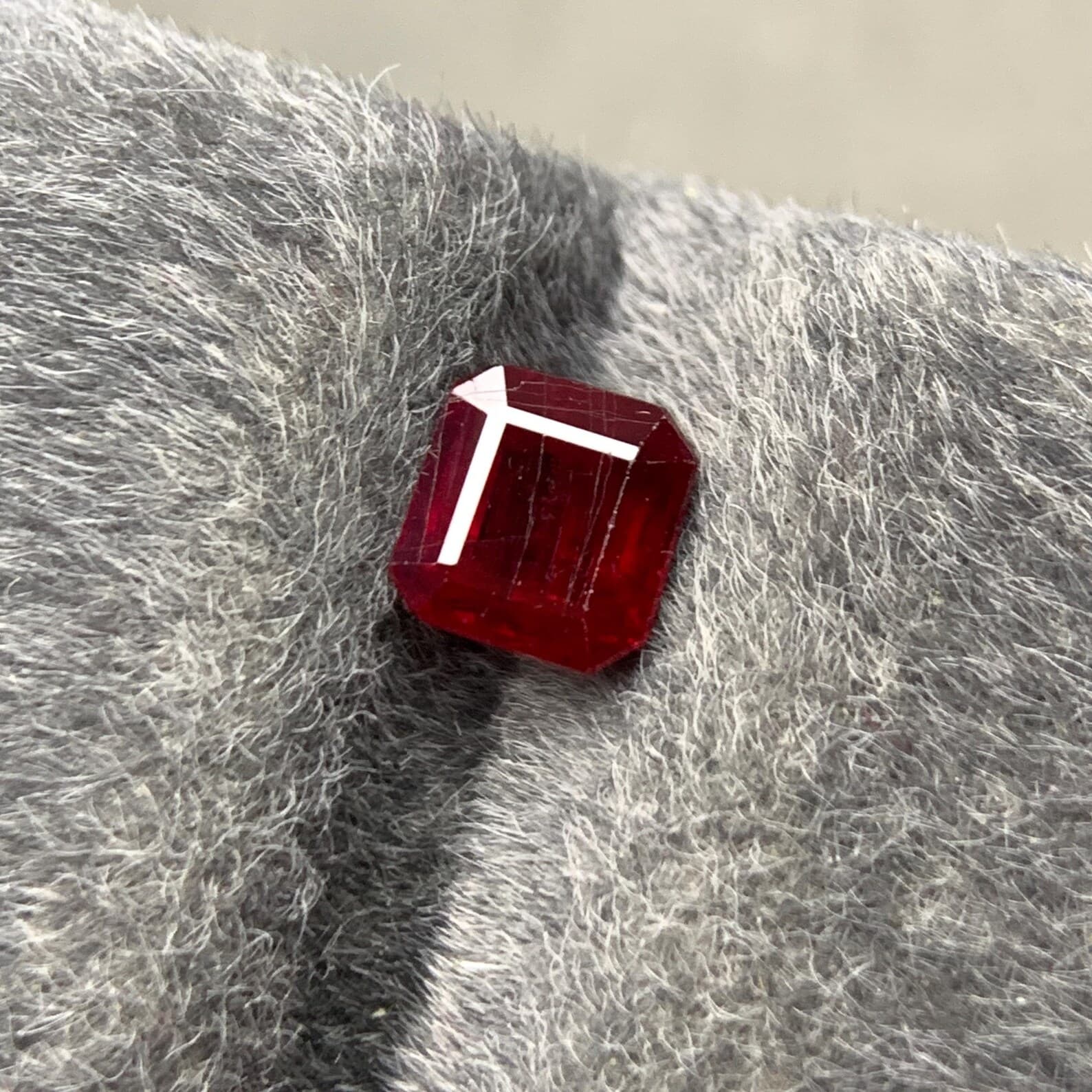 Ruby 1.25ct Emerald Cut, natural red ruby from Pakistan