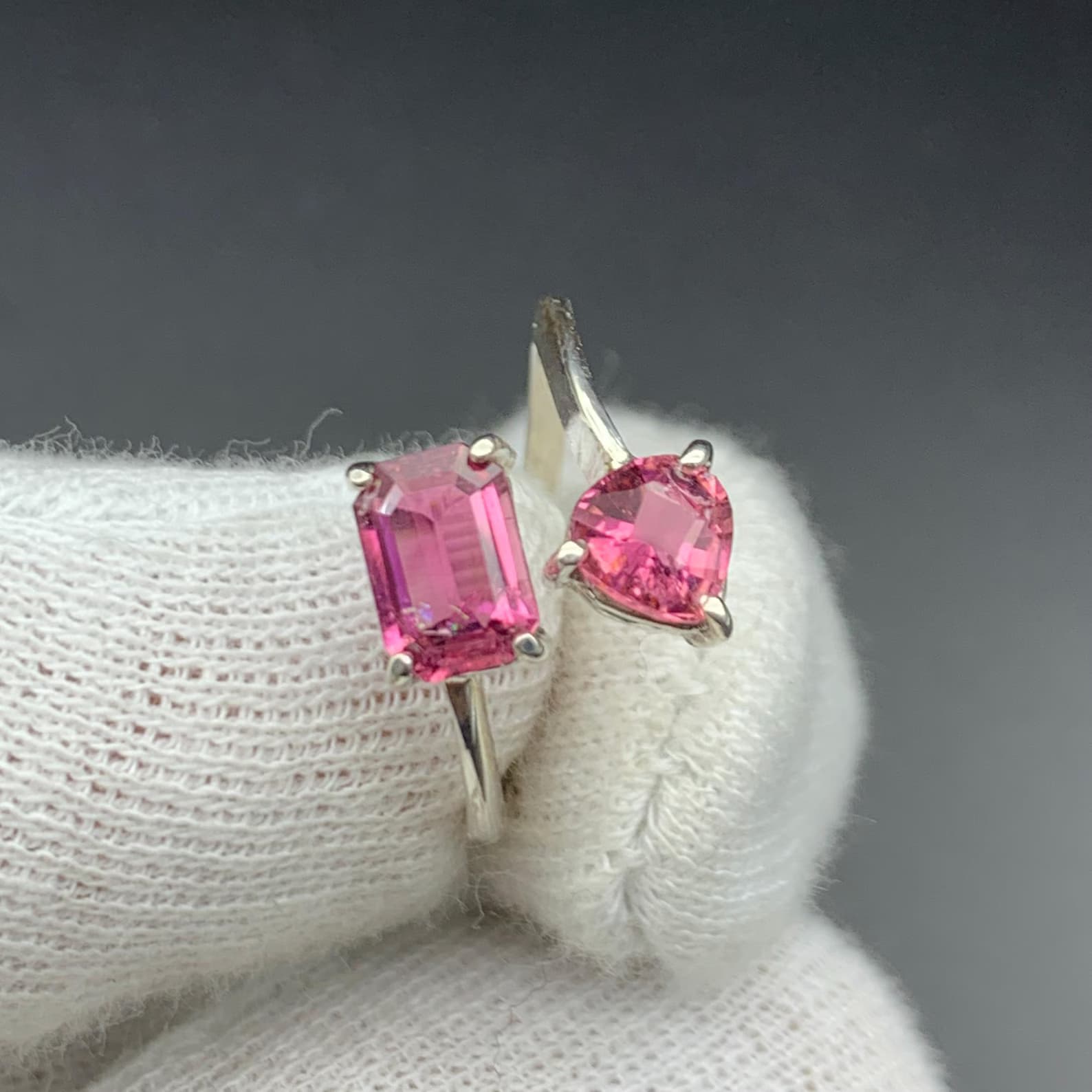 Solitaire Pink Tourmaline Sterling Silver Ring, natural pink tourmaline from Pakistan