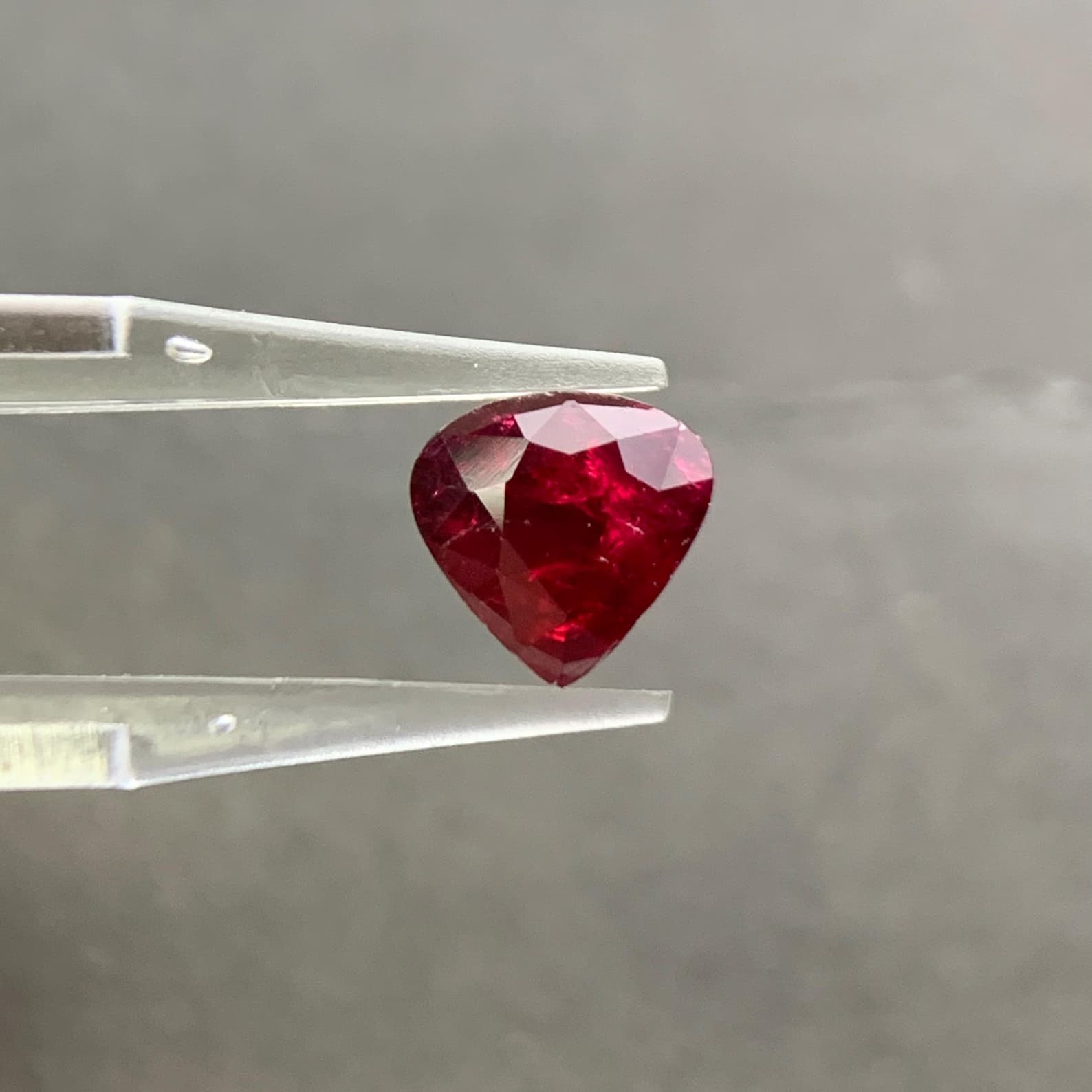 Pigeon Blood Ruby 1.16ct Pear Cut, natural red ruby from Pakistan