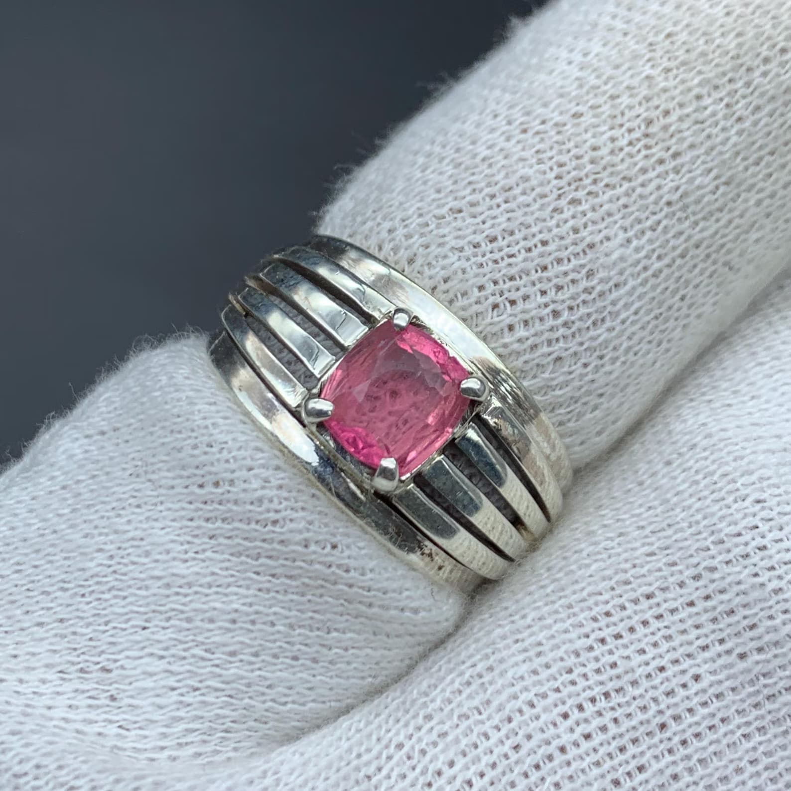 Women's Statement Pink Tourmaline Sterling Silver Ring, natural pink tourmaline from Pakistan