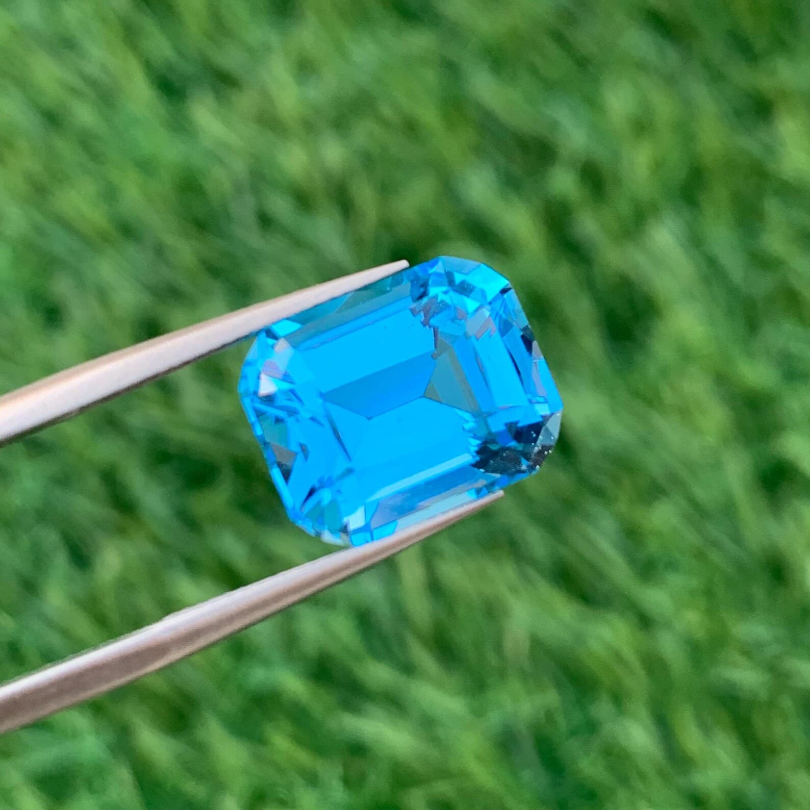 Electric Blue Topaz Cushion Cut, natural blue topaz from Pakistan