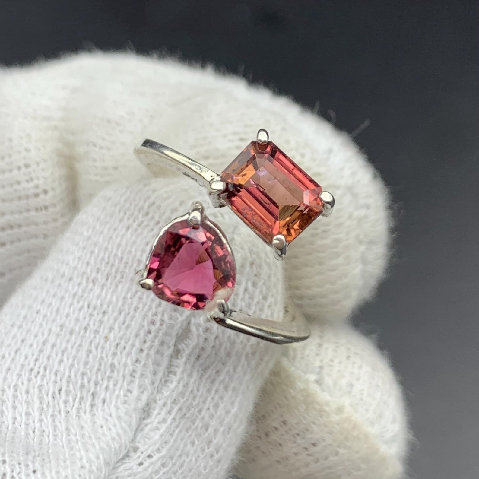 Open Band Pink Tourmaline Sterling Silver Ring, natural pink tourmaline from Pakistan
