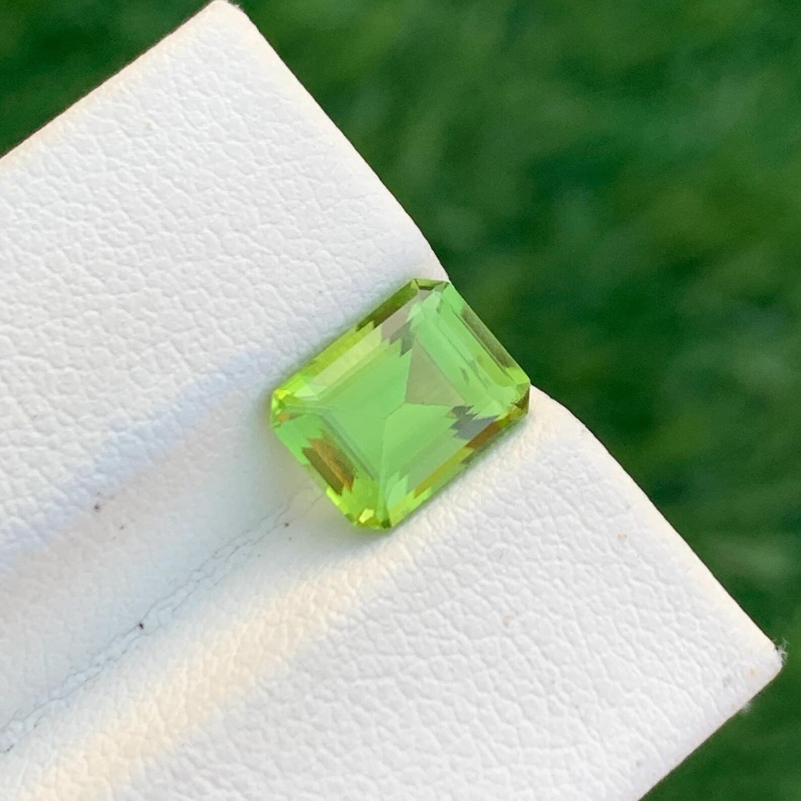 Peridot 1.95ct Emerald Cut, natural green peridot from Pakistan