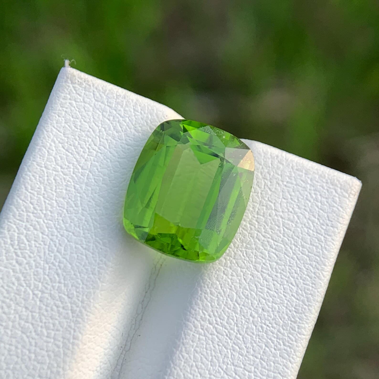 Peridot 8.15ct Cushion Cut, natural green peridot from Pakistan