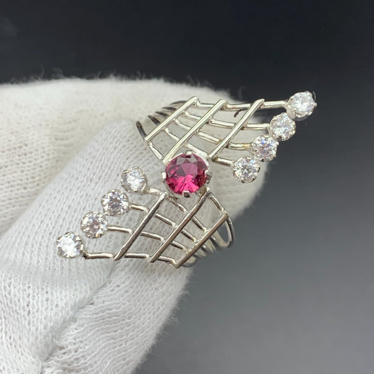 Crisscross Pink Tourmaline Sterling Silver Ring, natural pink tourmaline from Pakistan