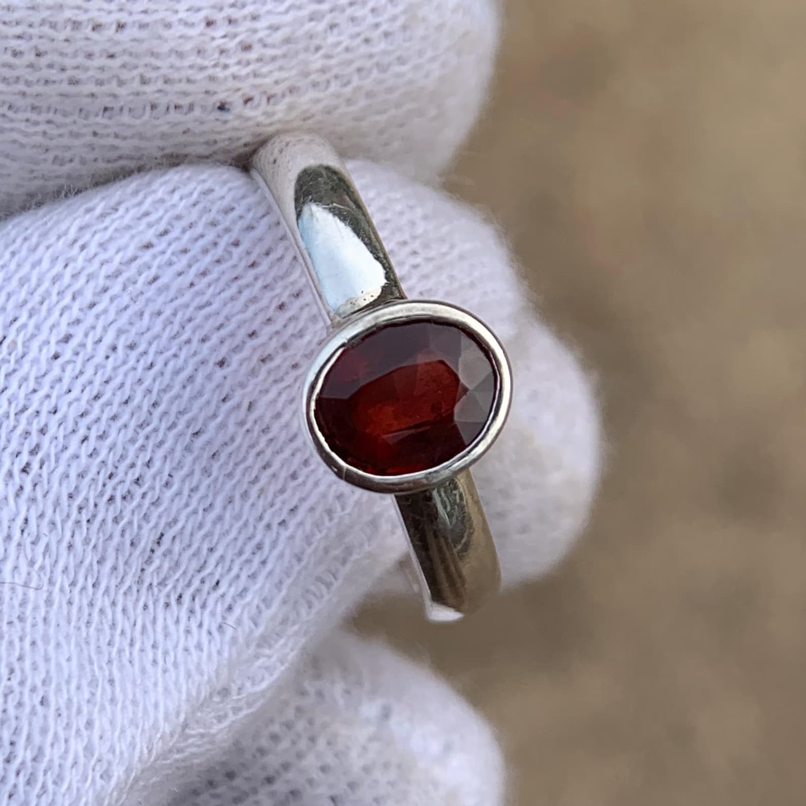 Men's Bezel Garnet Sterling Silver Ring, natural mixed garnet from Pakistan